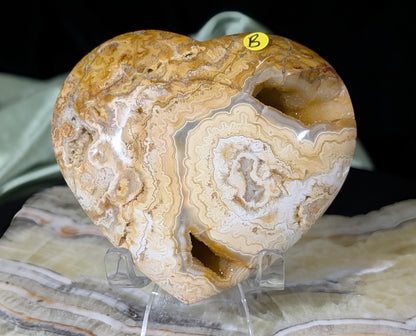 Druzy Yellow Crazy Lace Agate Heart