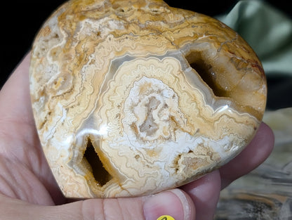 Druzy Yellow Crazy Lace Agate Heart