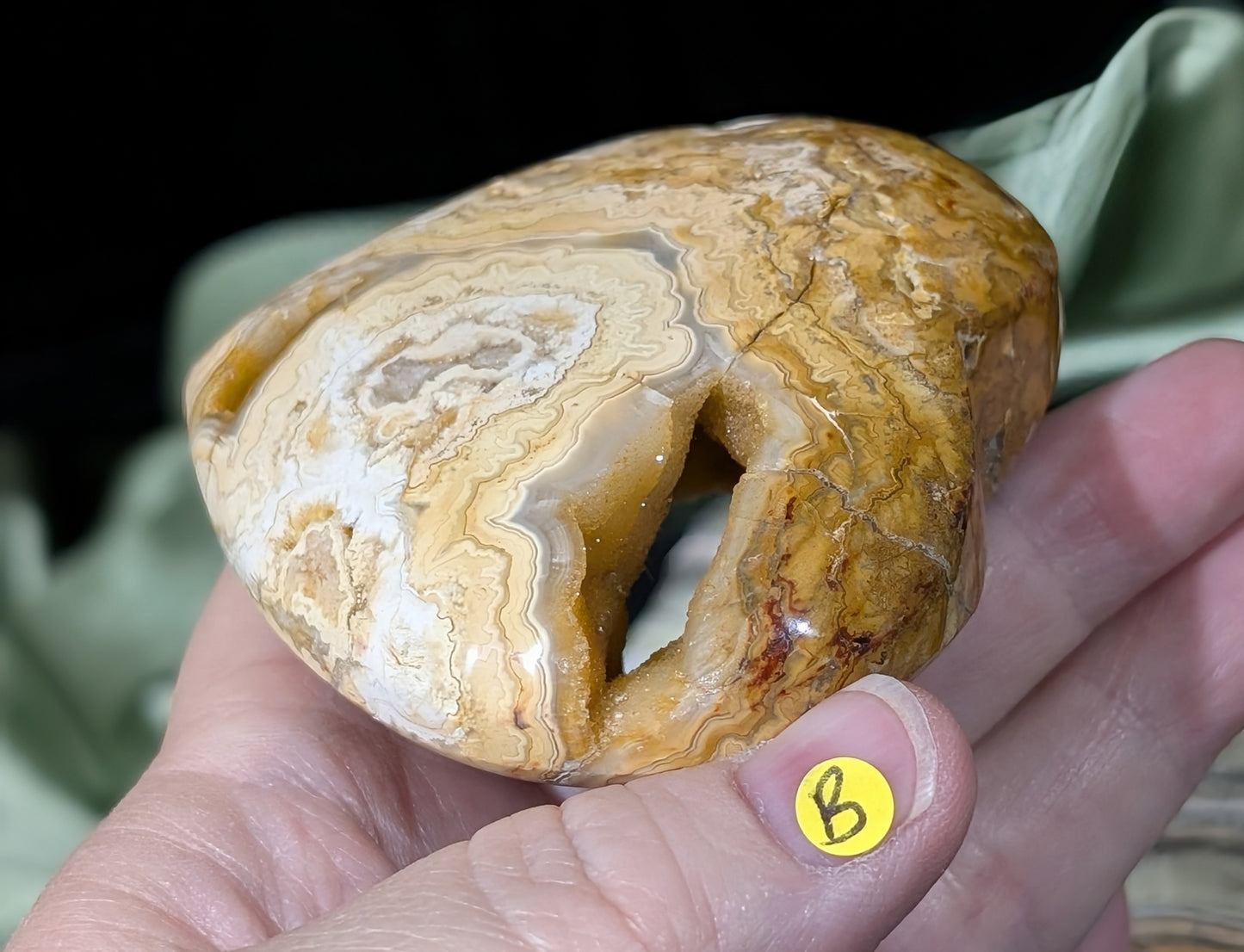 Druzy Yellow Crazy Lace Agate Heart