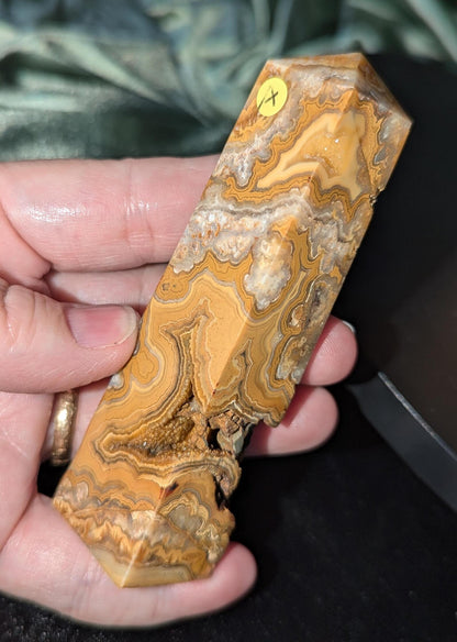 Druzy Yellow Crazy Lace Agate Tower A
