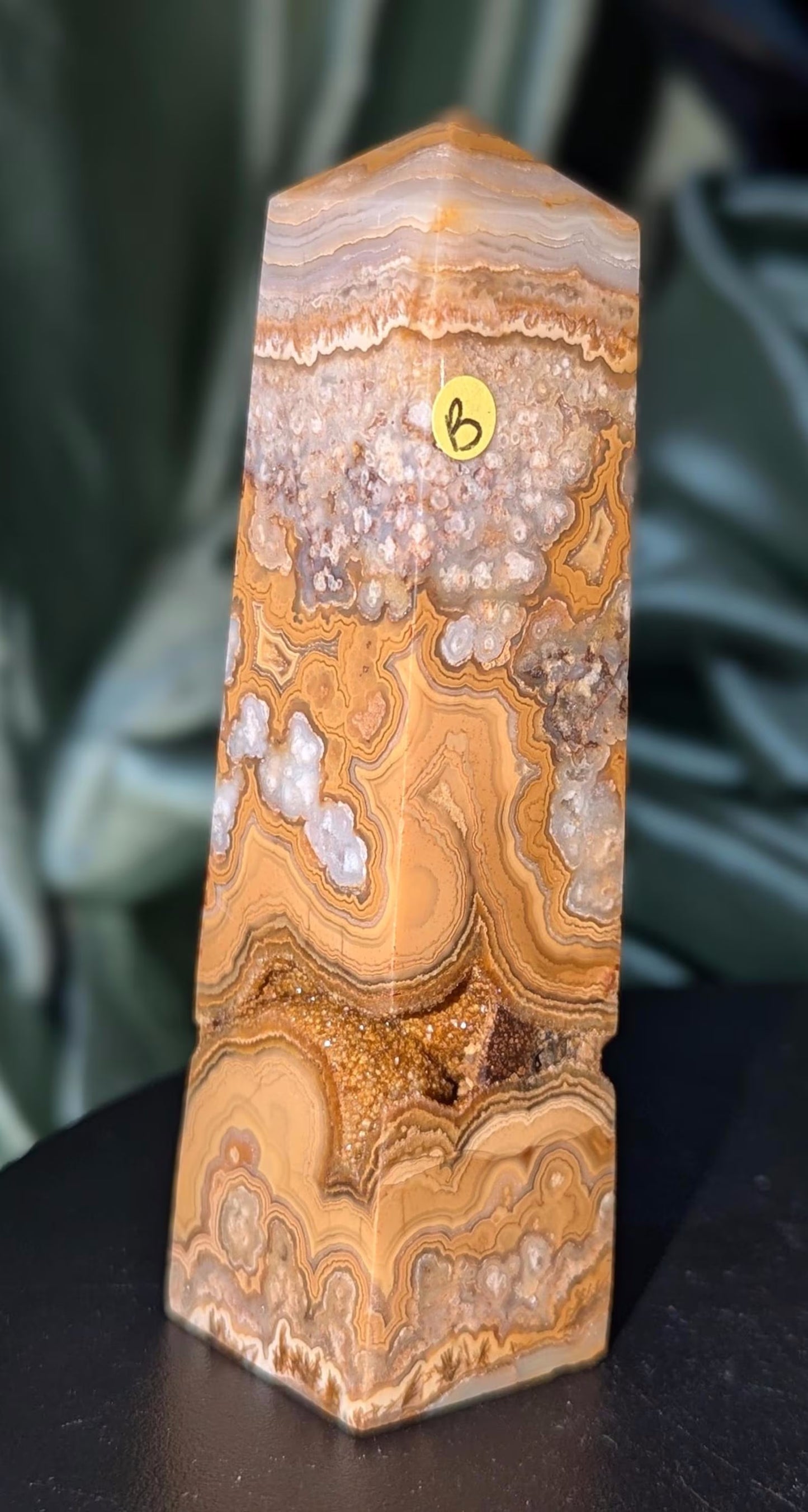 Druzy Yellow Crazy Lace Agate Tower B
