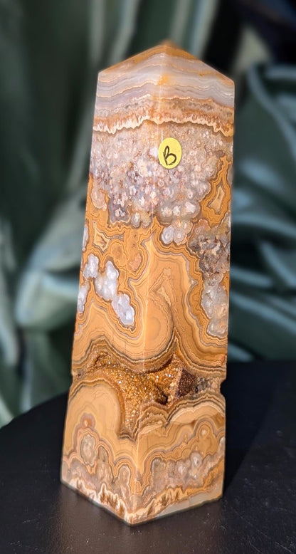 Druzy Yellow Crazy Lace Agate Tower B