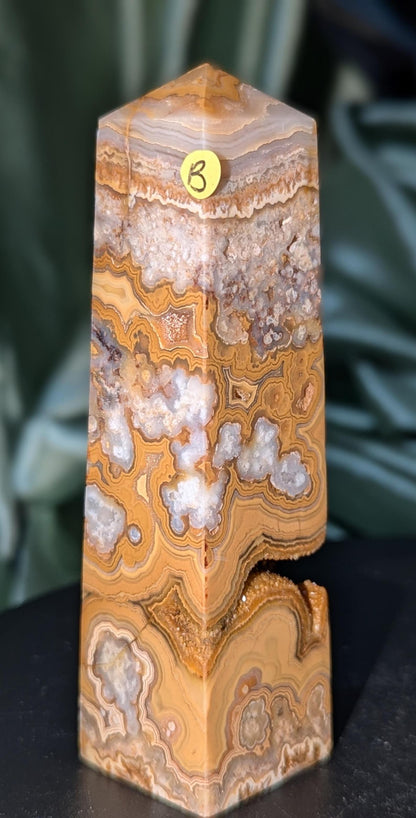 Druzy Yellow Crazy Lace Agate Tower B
