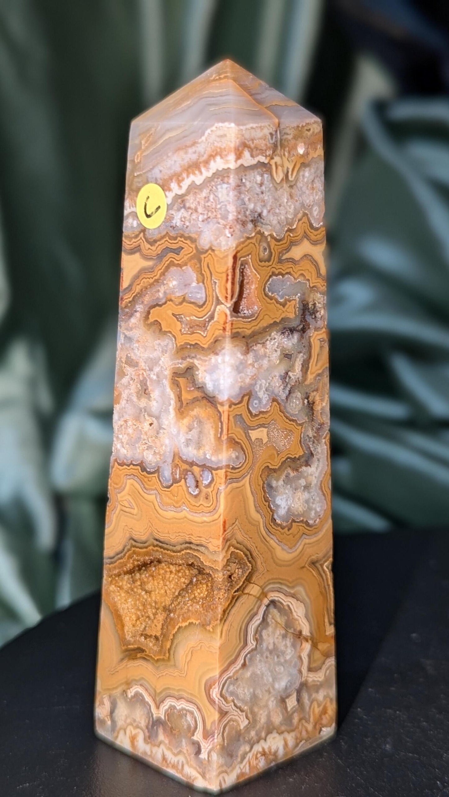 Druzy Yellow Crazy Lace Agate Tower C