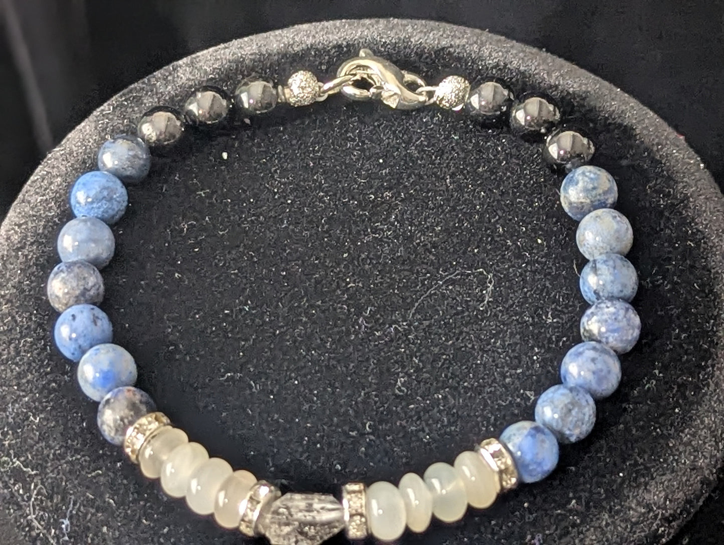 Dumortierite and Moonstone Bead Bracelet