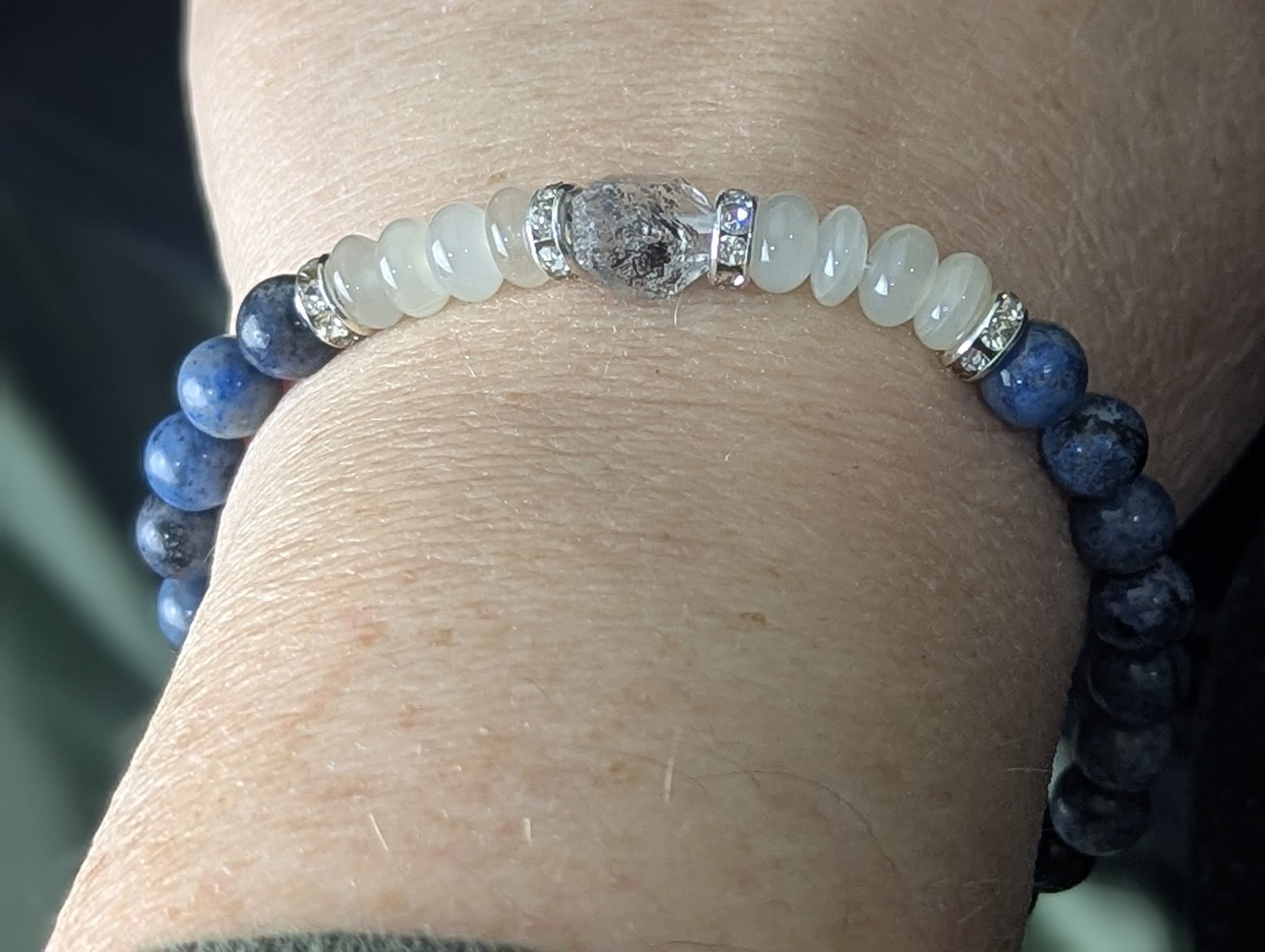 Dumortierite and Moonstone Bead Bracelet