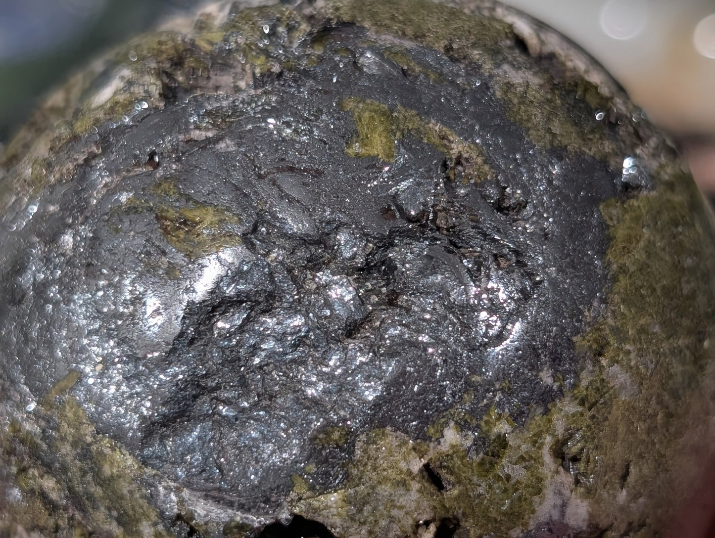 Epidote with Hematite and Quartz Sphere