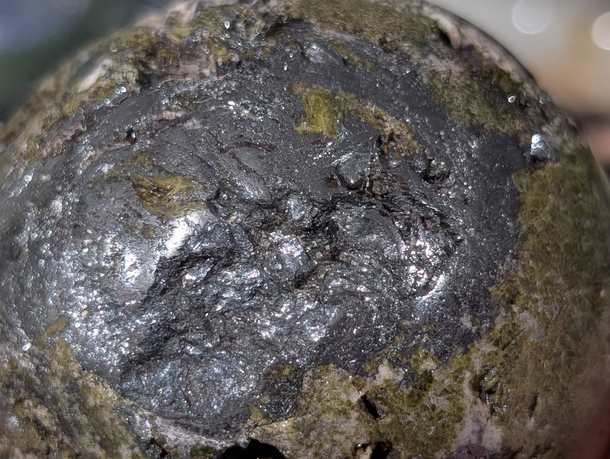 Epidote with Hematite and Quartz Sphere