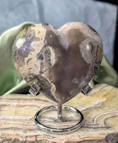 Extra Large Moss Agate Puffy Heart