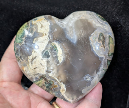Extra Large Moss Agate Puffy Heart