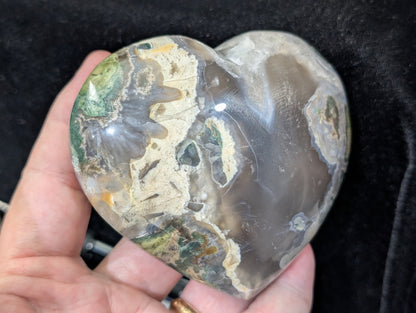 Extra Large Moss Agate Puffy Heart