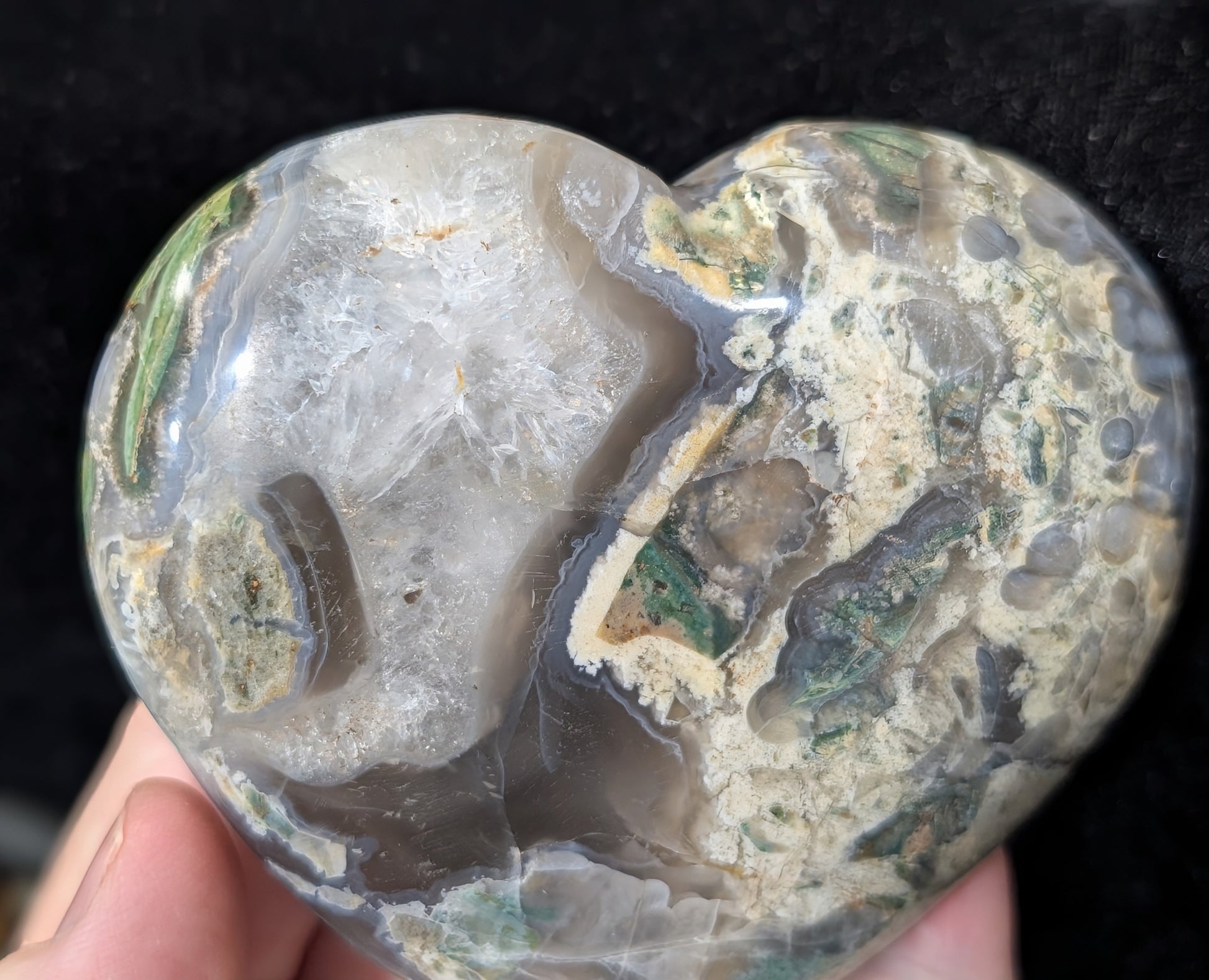 Extra Large Moss Agate Puffy Heart