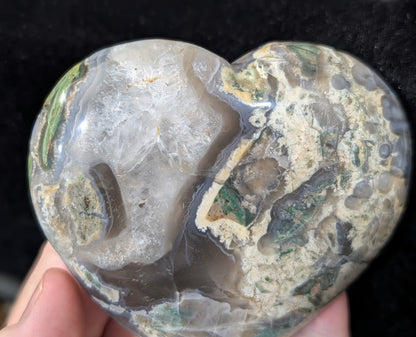 Extra Large Moss Agate Puffy Heart