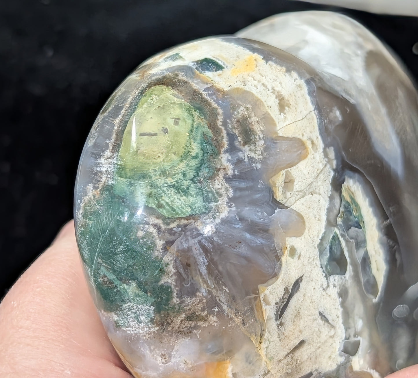 Extra Large Moss Agate Puffy Heart