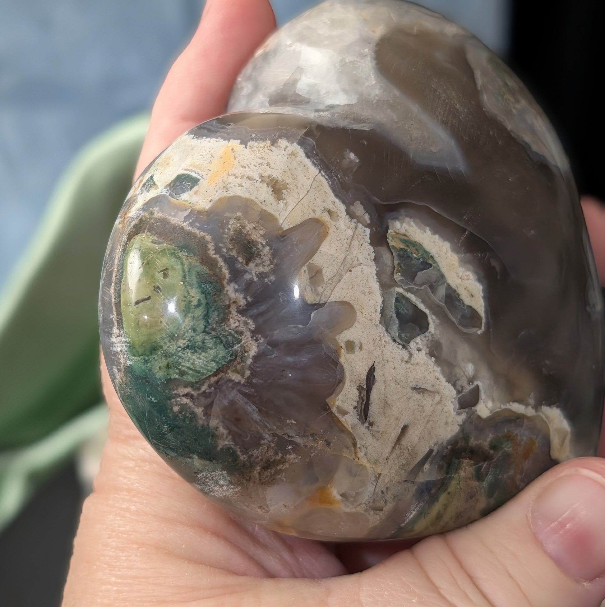 Extra Large Moss Agate Puffy Heart