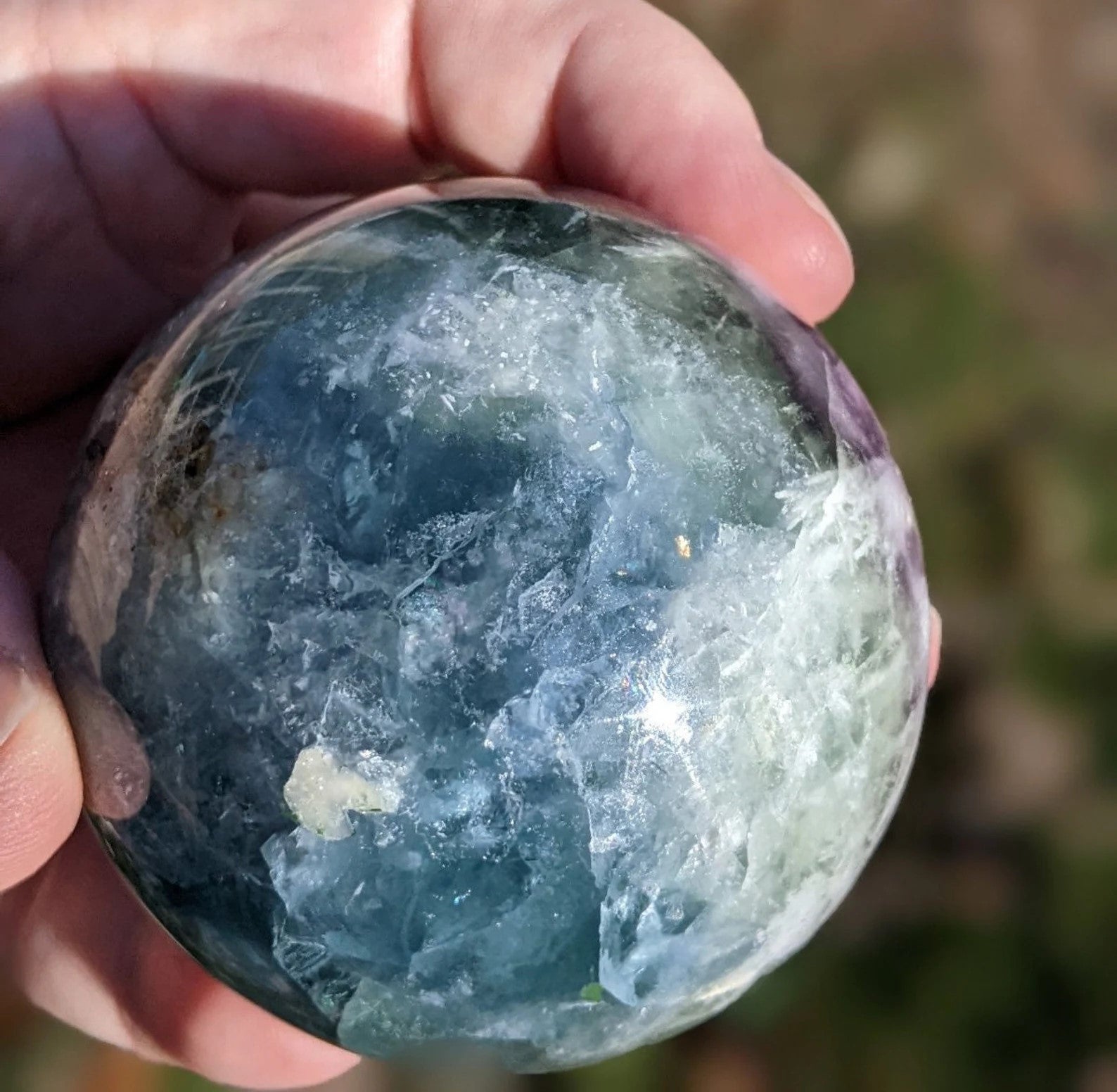 Natural Rainbow Fluorite Sphere