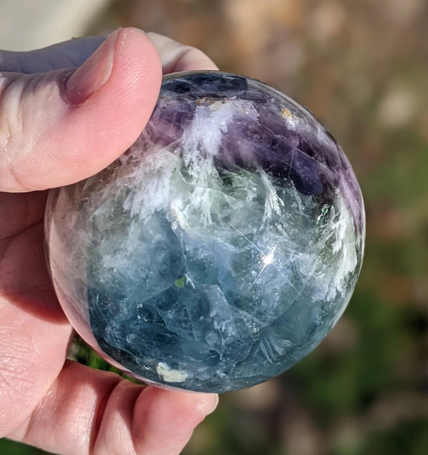 Natural Rainbow Fluorite Sphere