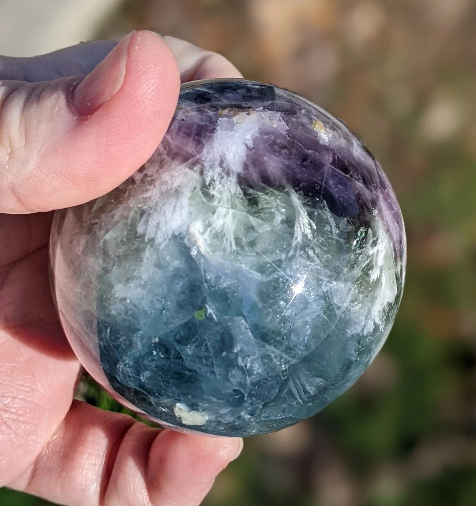 Natural Rainbow Fluorite Sphere