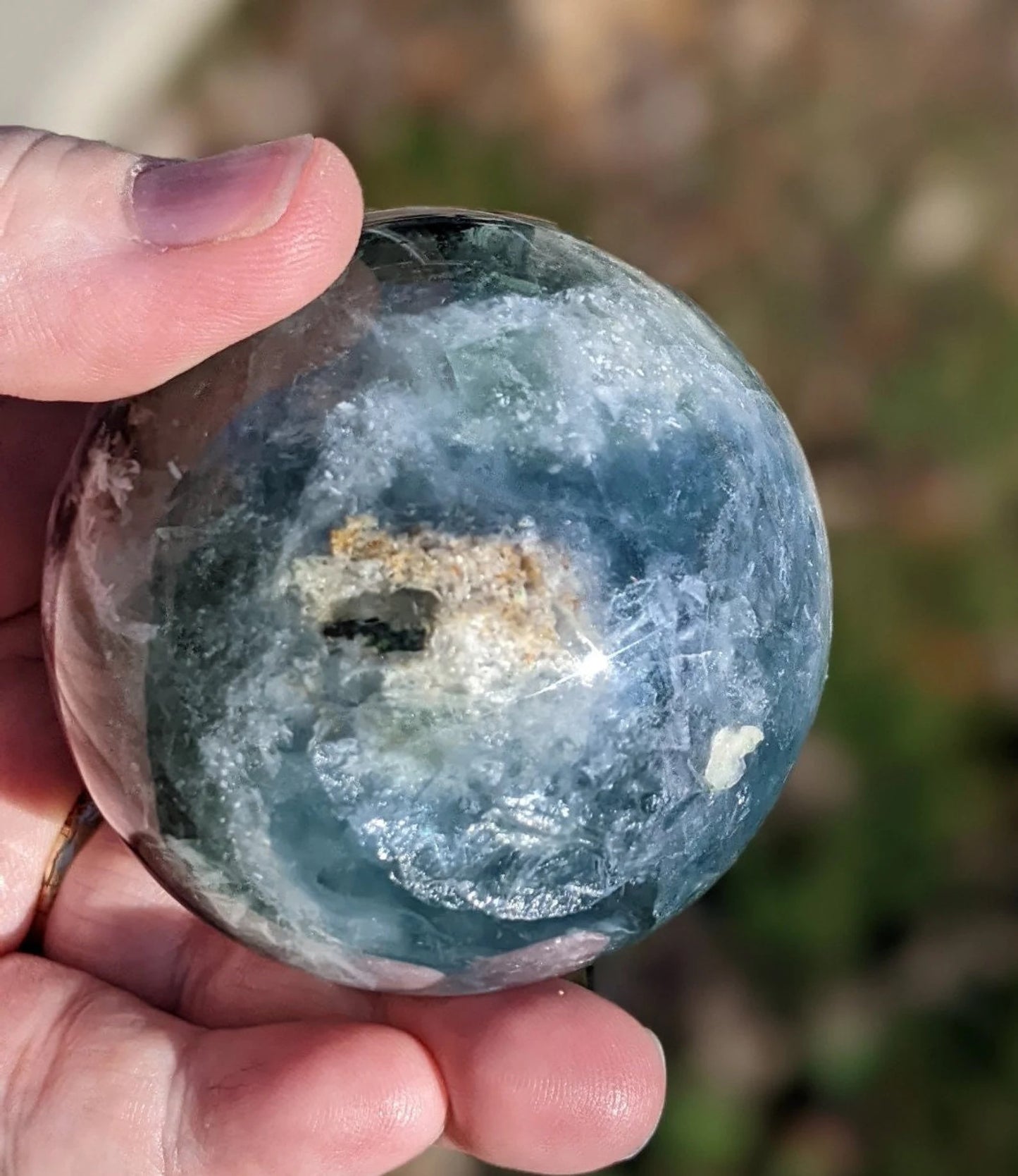 Natural Rainbow Fluorite Sphere