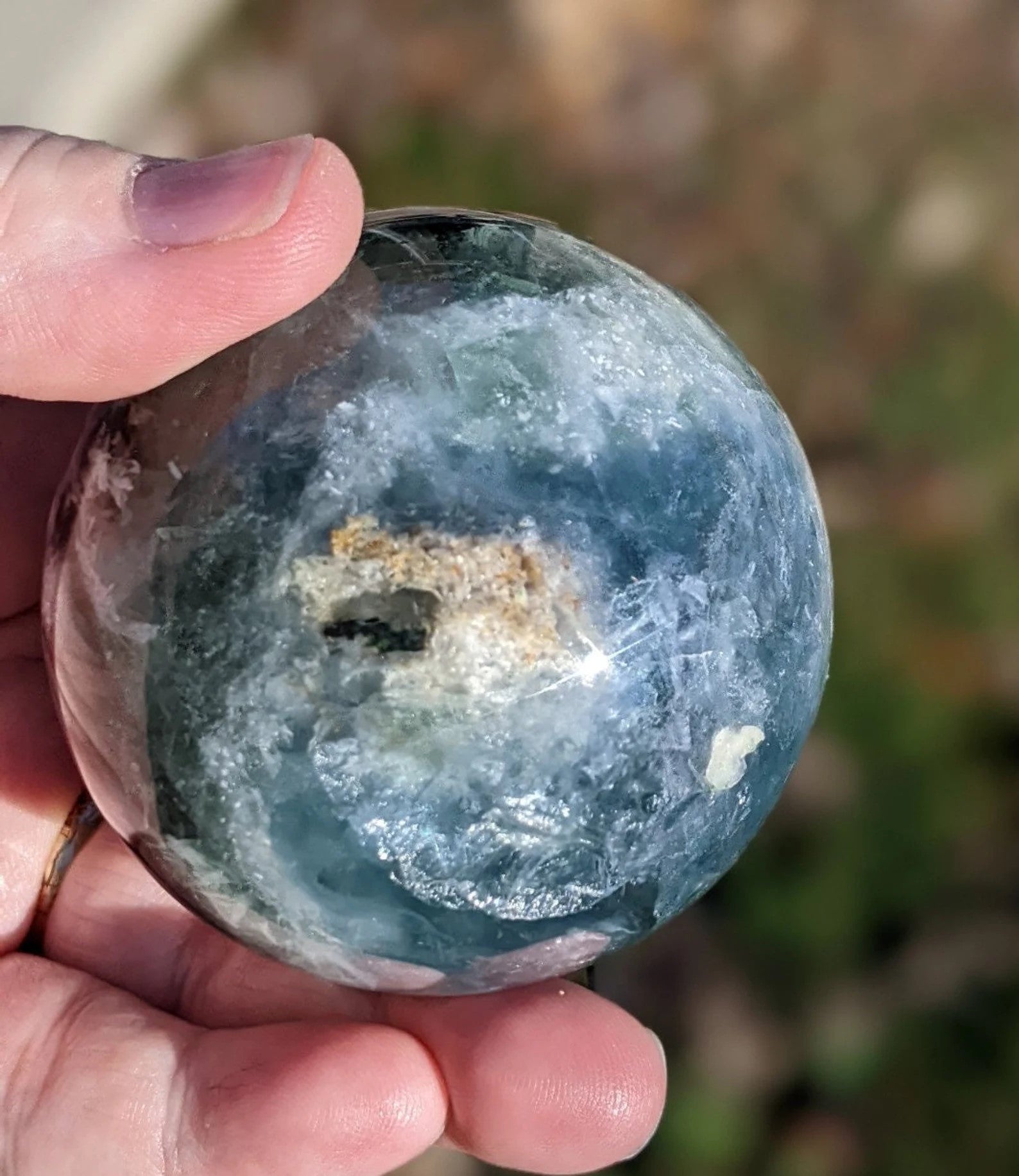 Natural Rainbow Fluorite Sphere