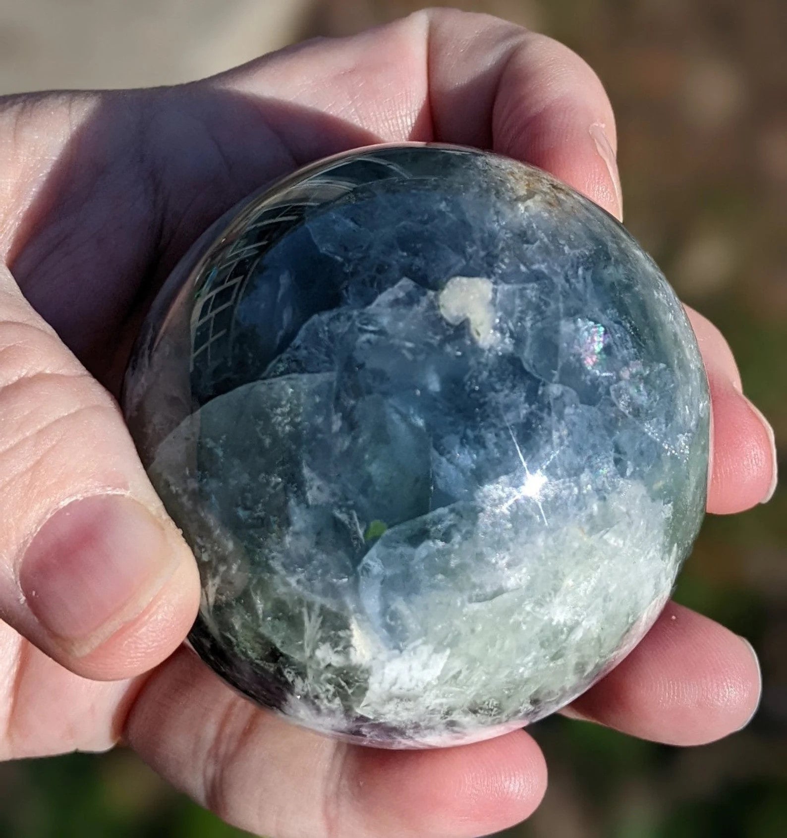 Natural Rainbow Fluorite Sphere