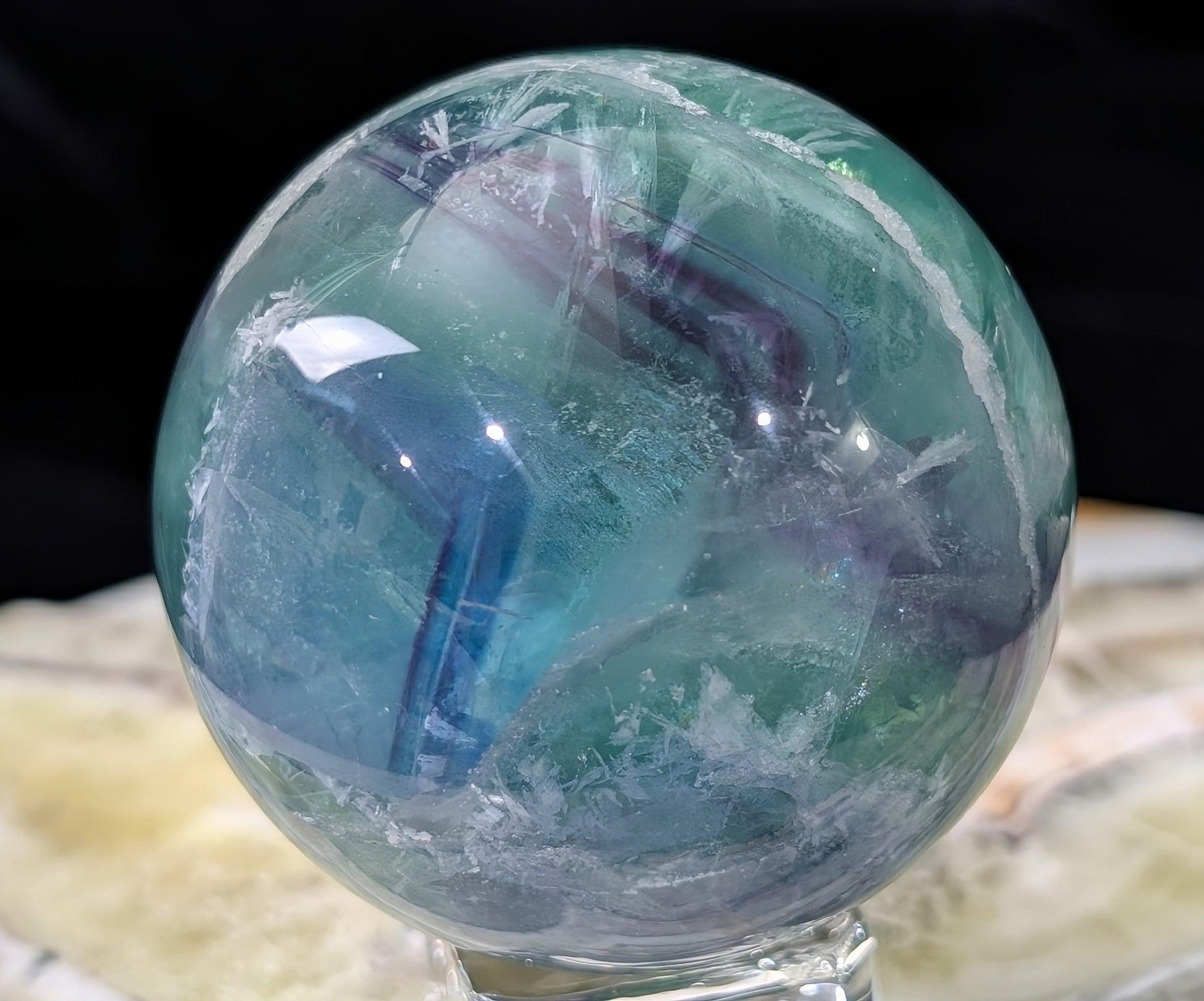 Feather Fluorite Sphere