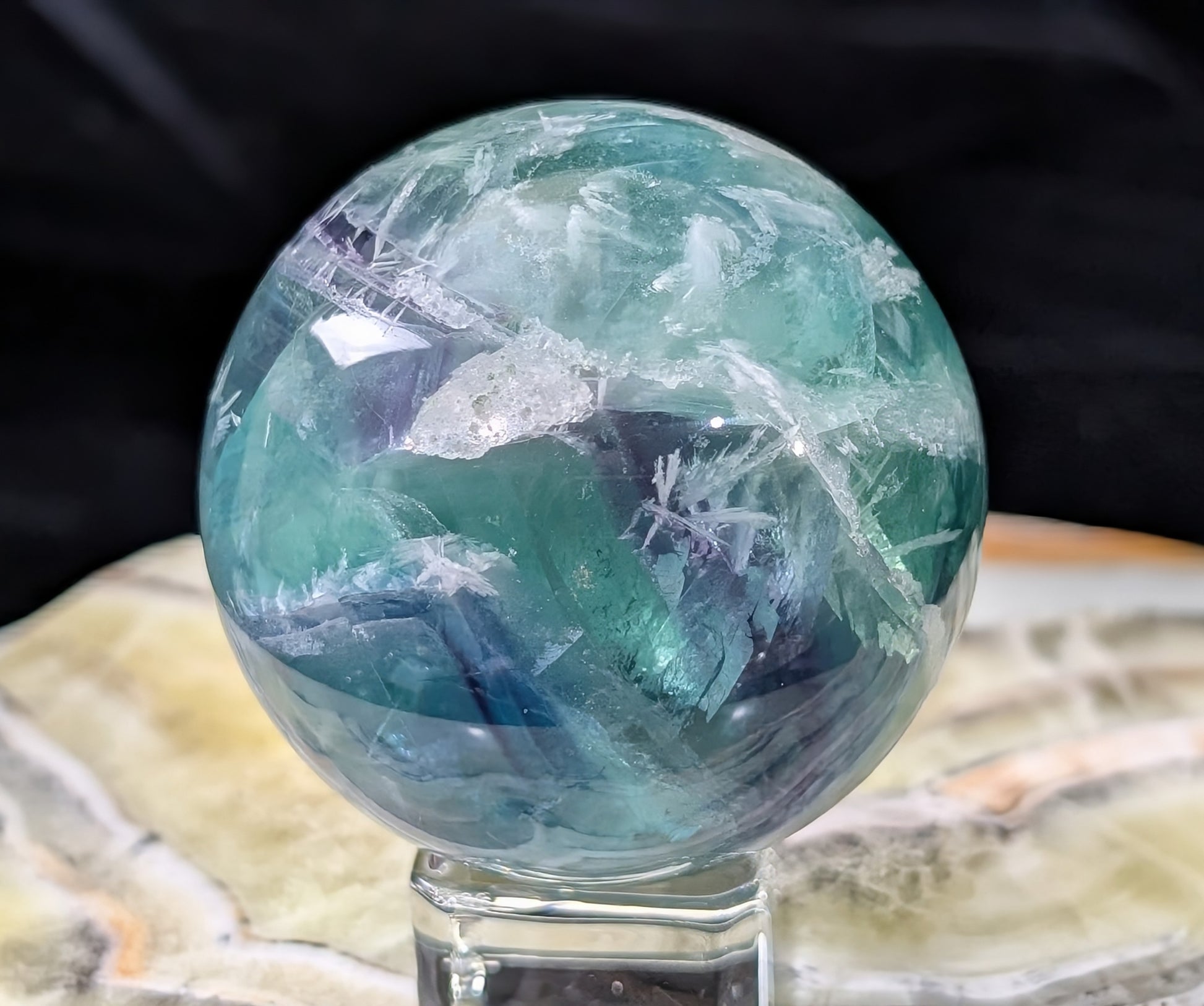 Feather Fluorite Sphere