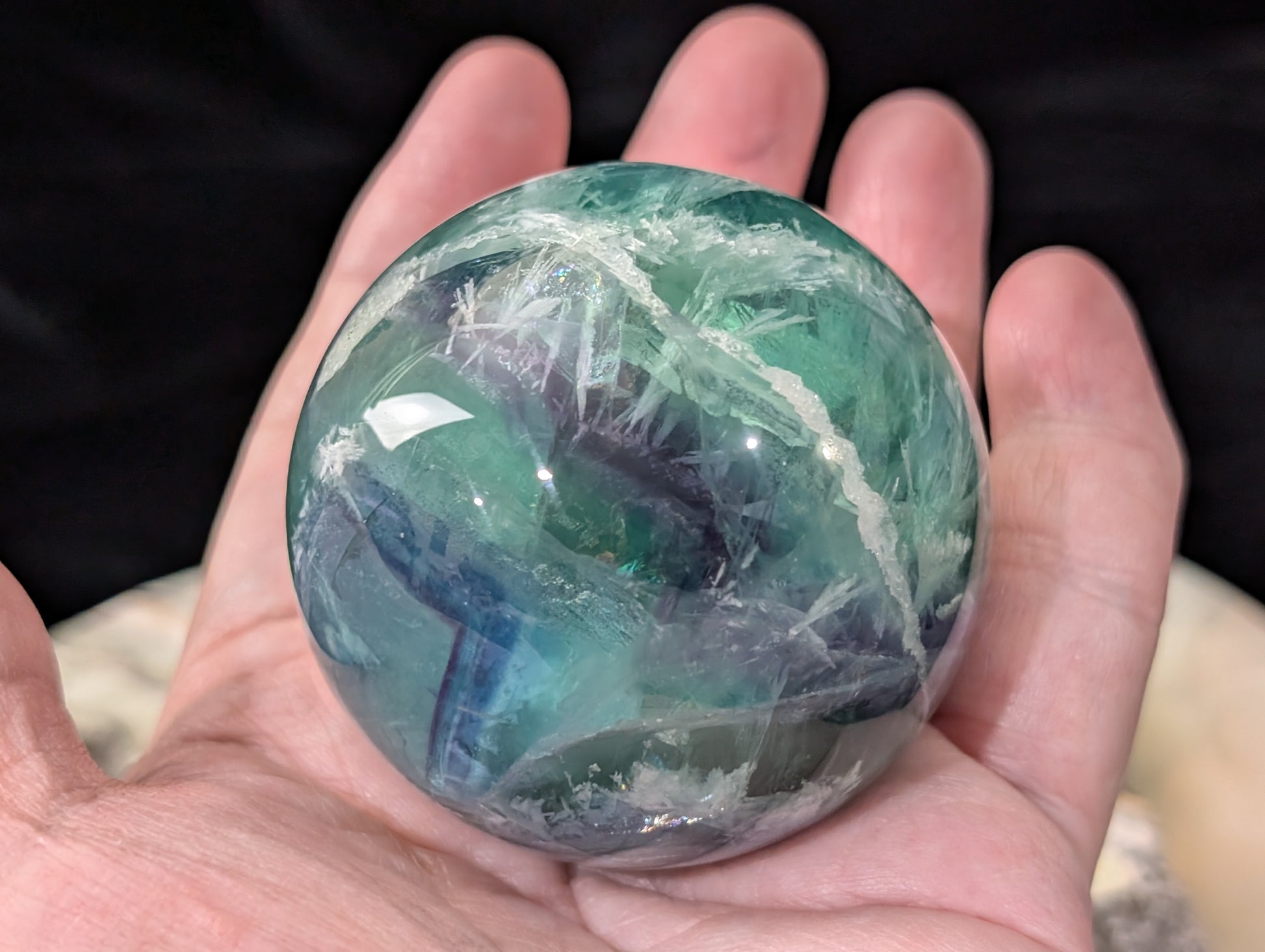 Feather Fluorite Sphere