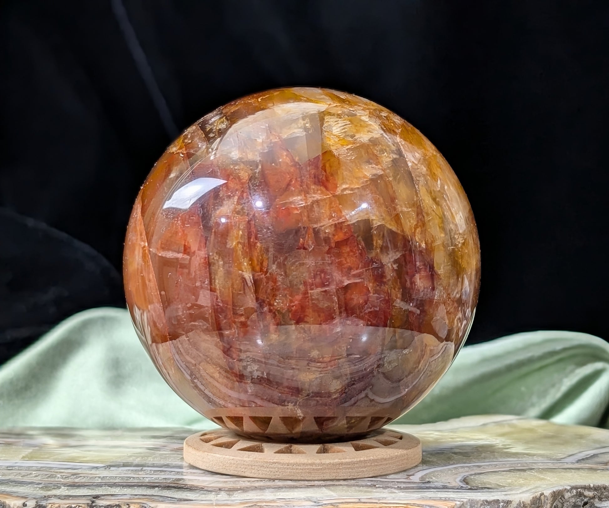 Fire Quartz with Golden Healer Sphere