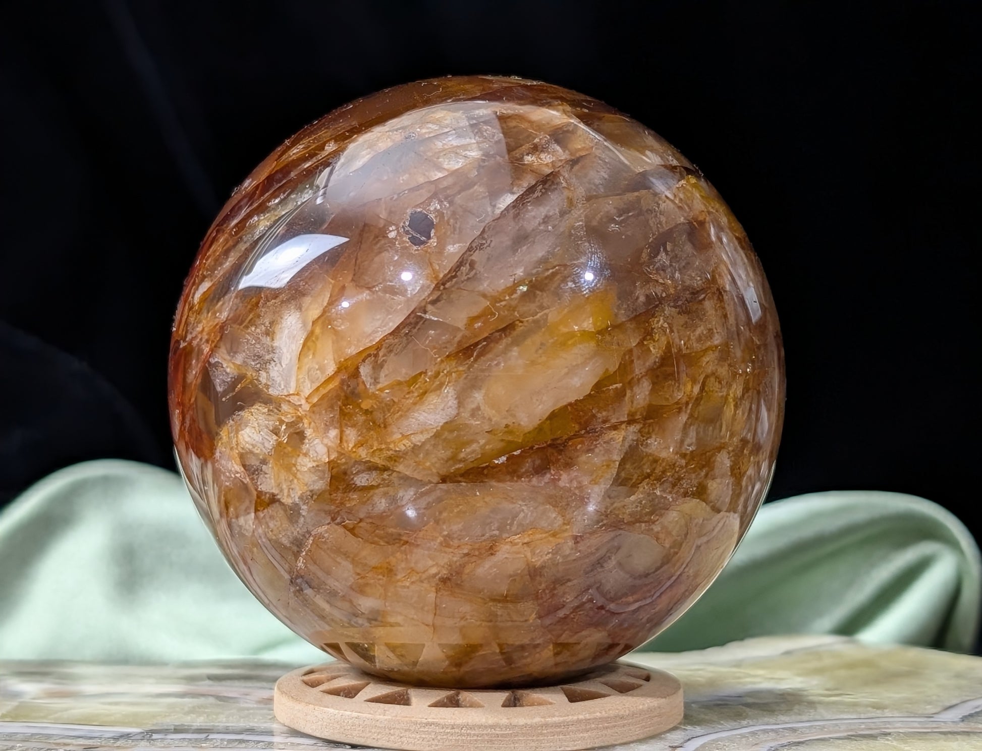 Fire Quartz with Golden Healer Sphere