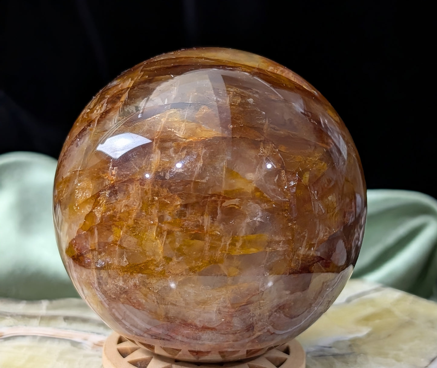 Fire Quartz with Golden Healer Sphere