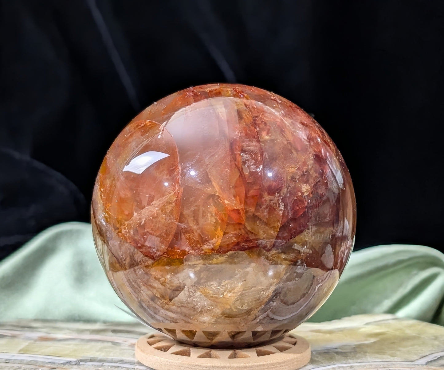 Fire Quartz with Golden Healer Sphere