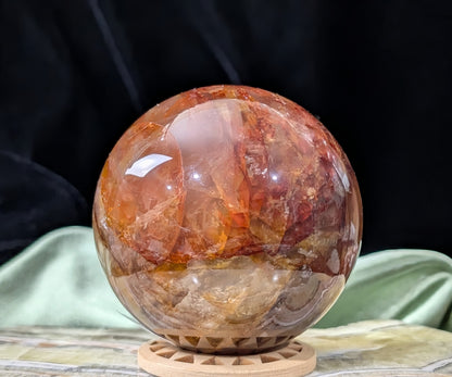 Fire Quartz with Golden Healer Sphere