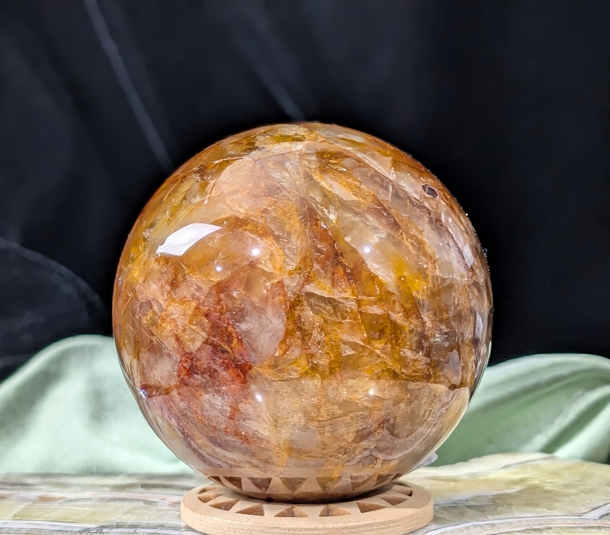 Fire Quartz with Golden Healer Sphere