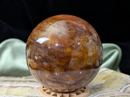 Fire Quartz with Golden Healer Sphere