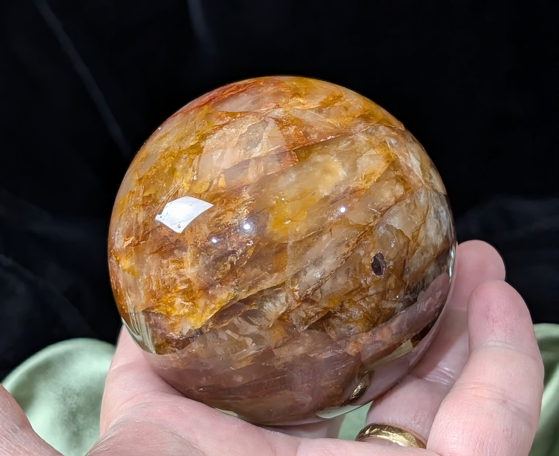 Fire Quartz with Golden Healer Sphere