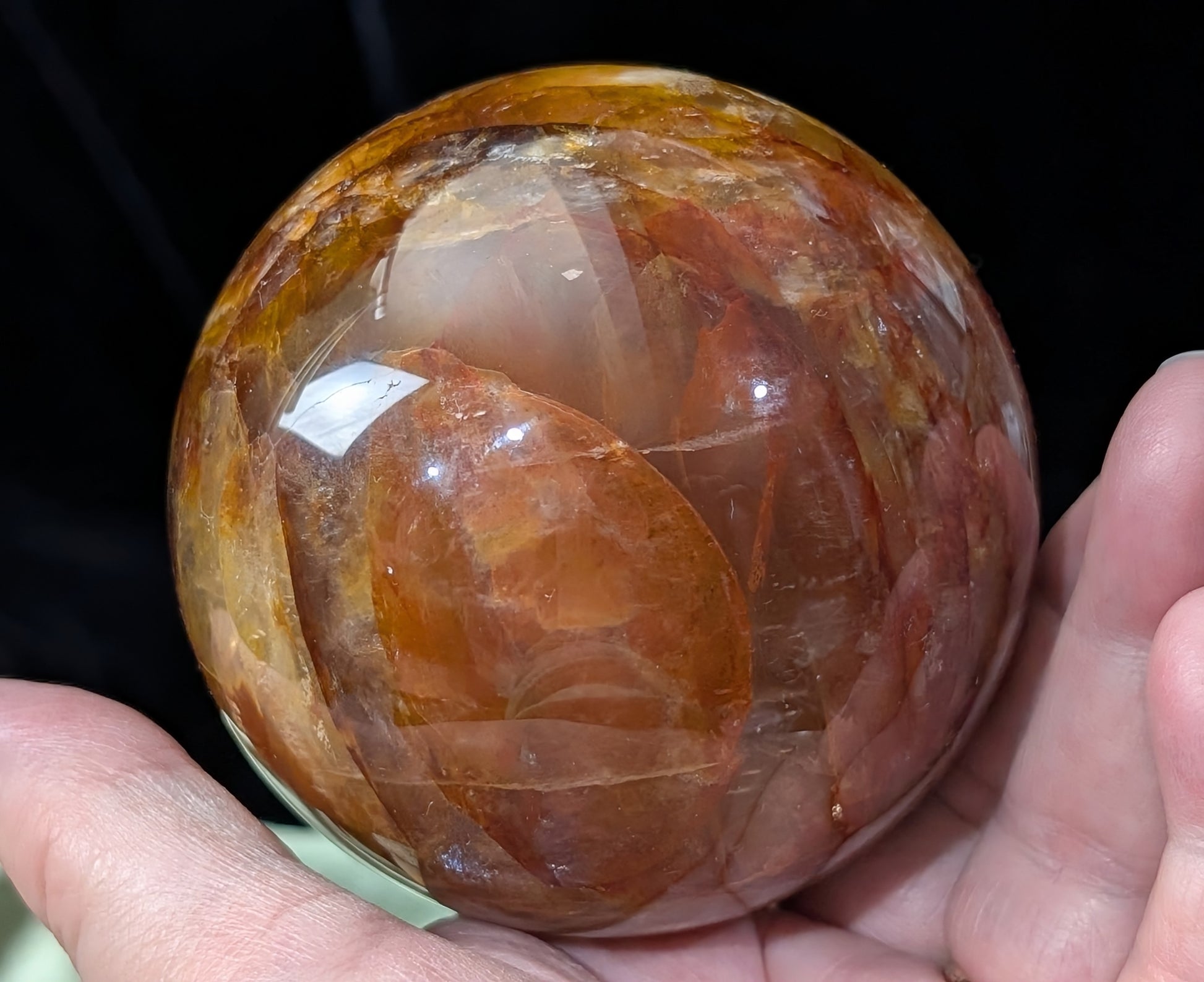 Fire Quartz with Golden Healer Sphere