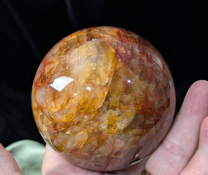Fire Quartz with Golden Healer Sphere