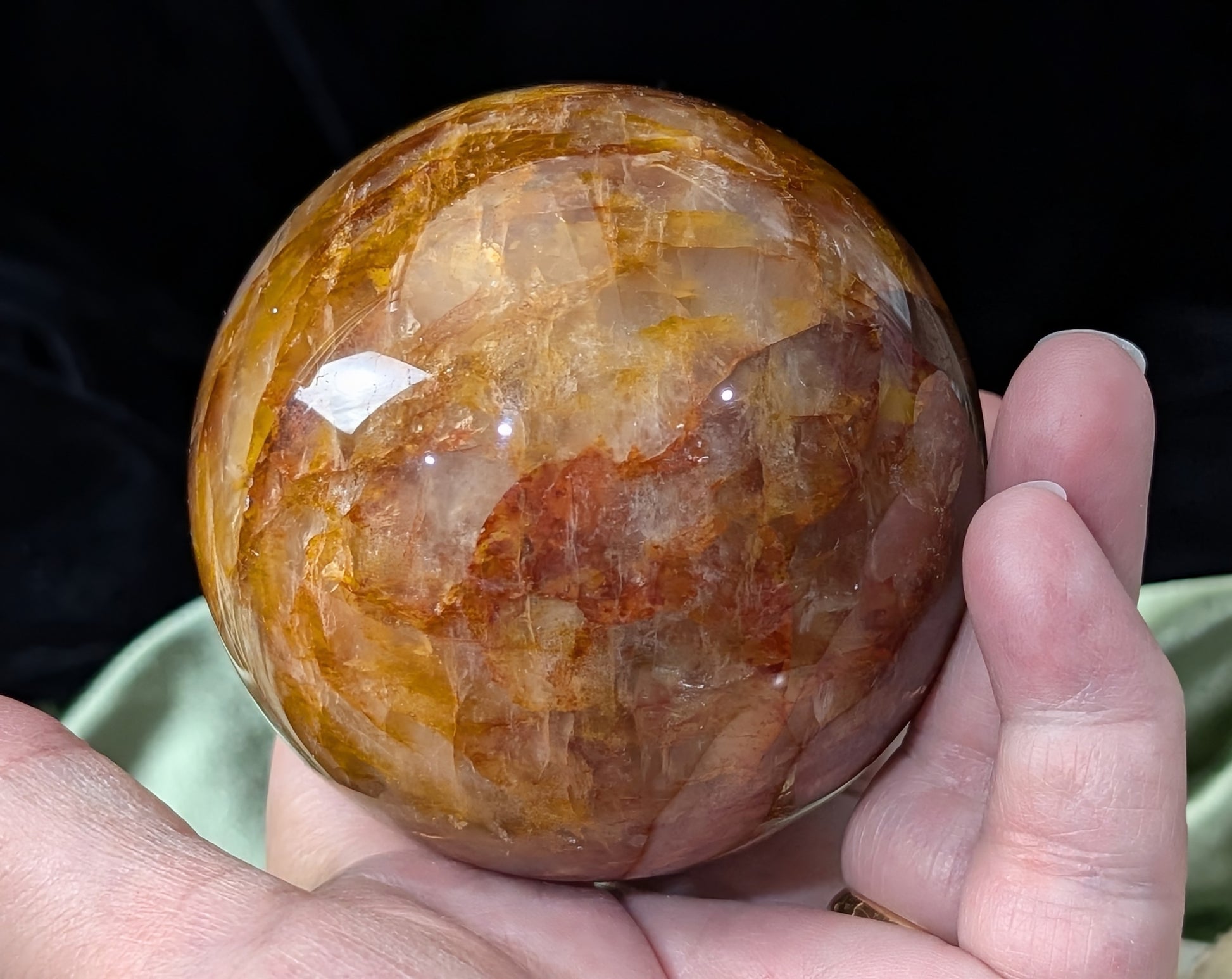Fire Quartz with Golden Healer Sphere