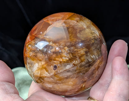 Fire Quartz with Golden Healer Sphere