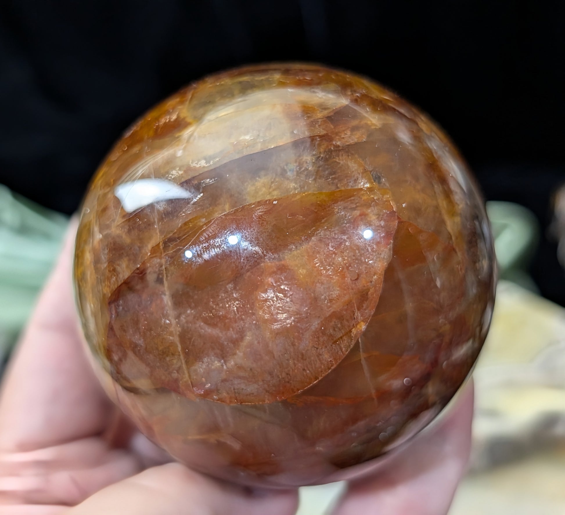 Fire Quartz with Golden Healer Sphere