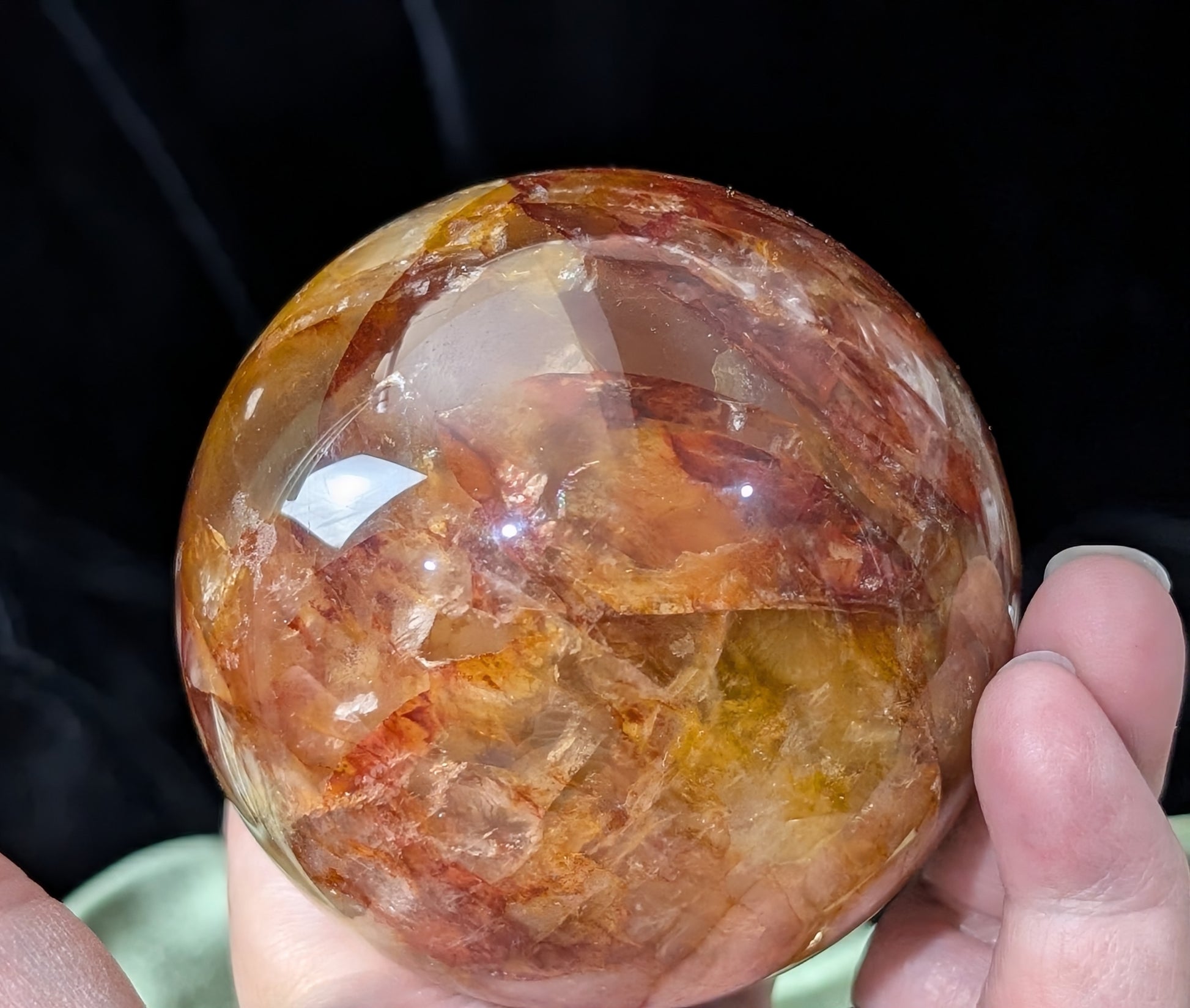 Fire Quartz with Golden Healer Sphere