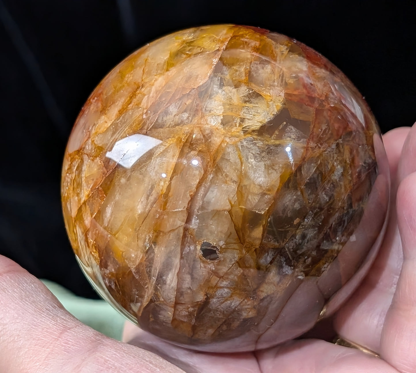 Fire Quartz with Golden Healer Sphere