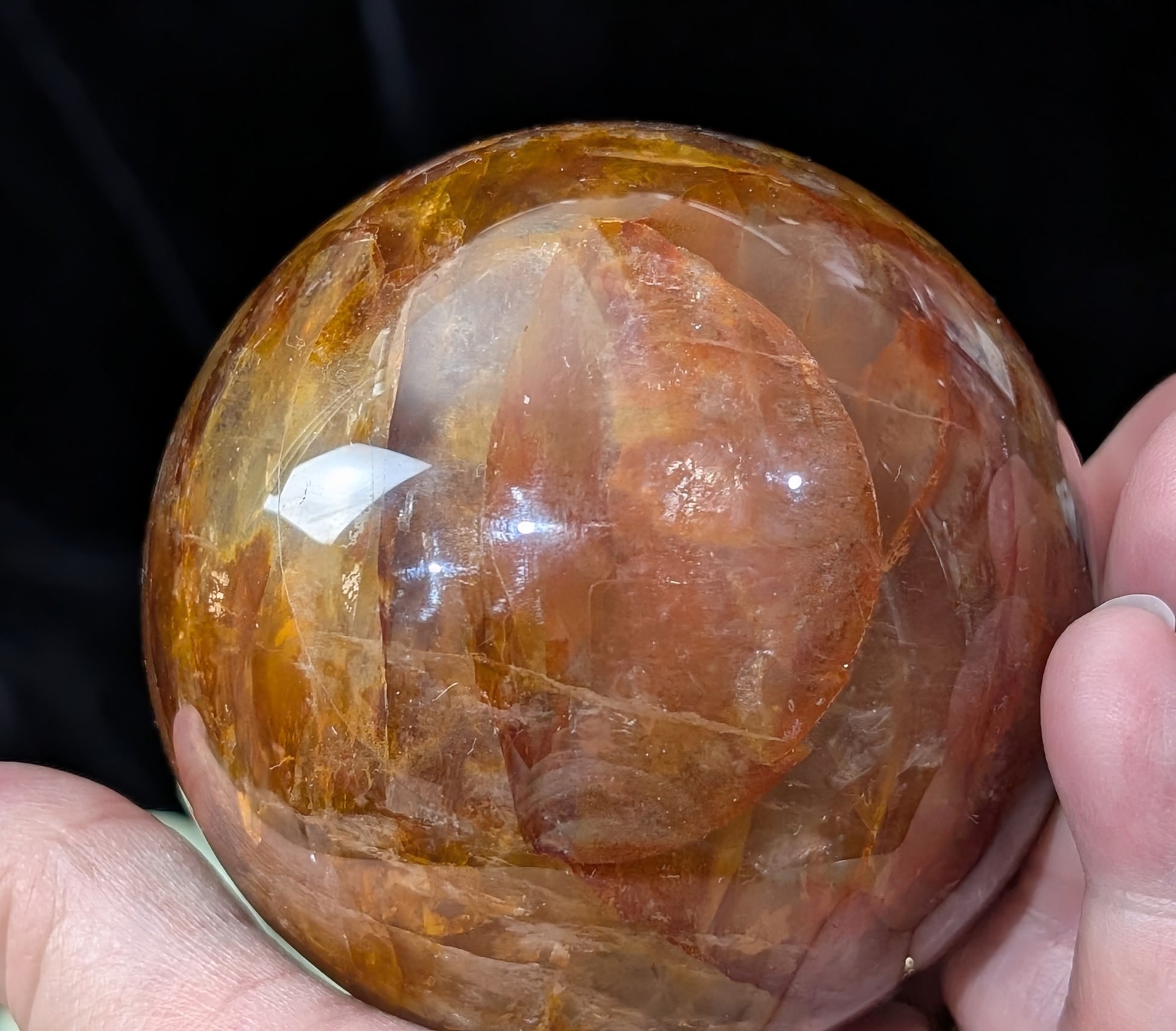 Fire Quartz with Golden Healer Sphere