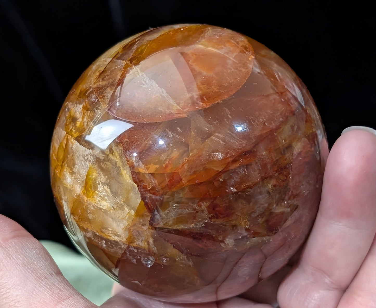 Fire Quartz with Golden Healer Sphere