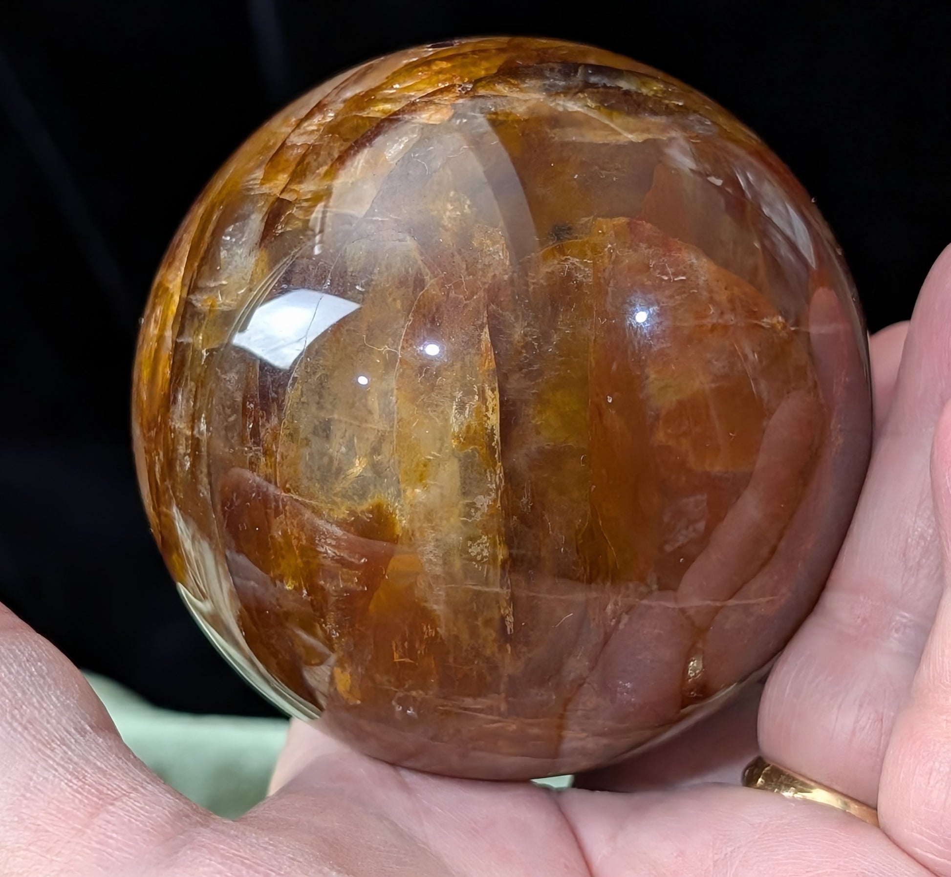 Fire Quartz with Golden Healer Sphere