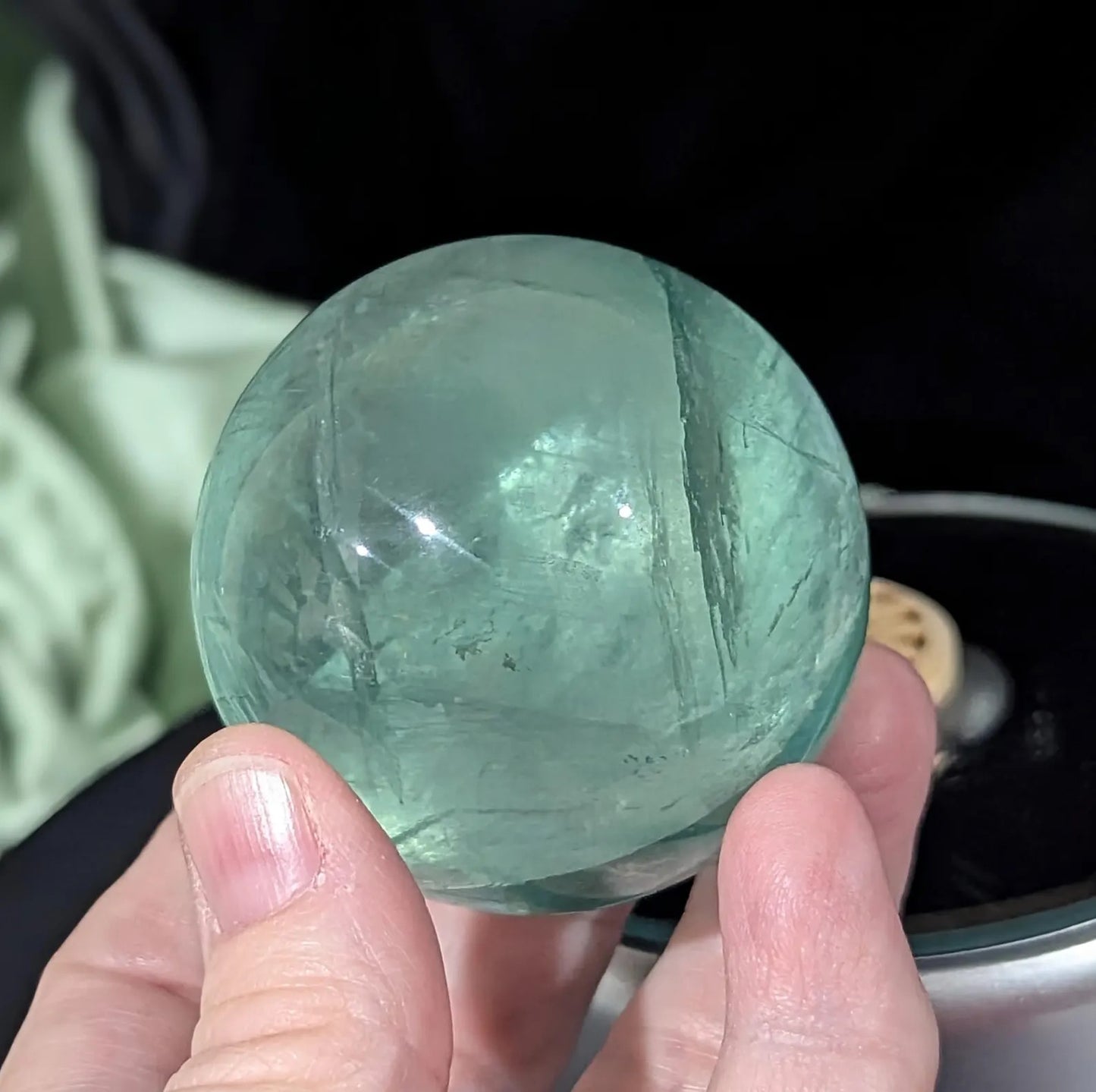 Flashy Fluorite Crystal Sphere