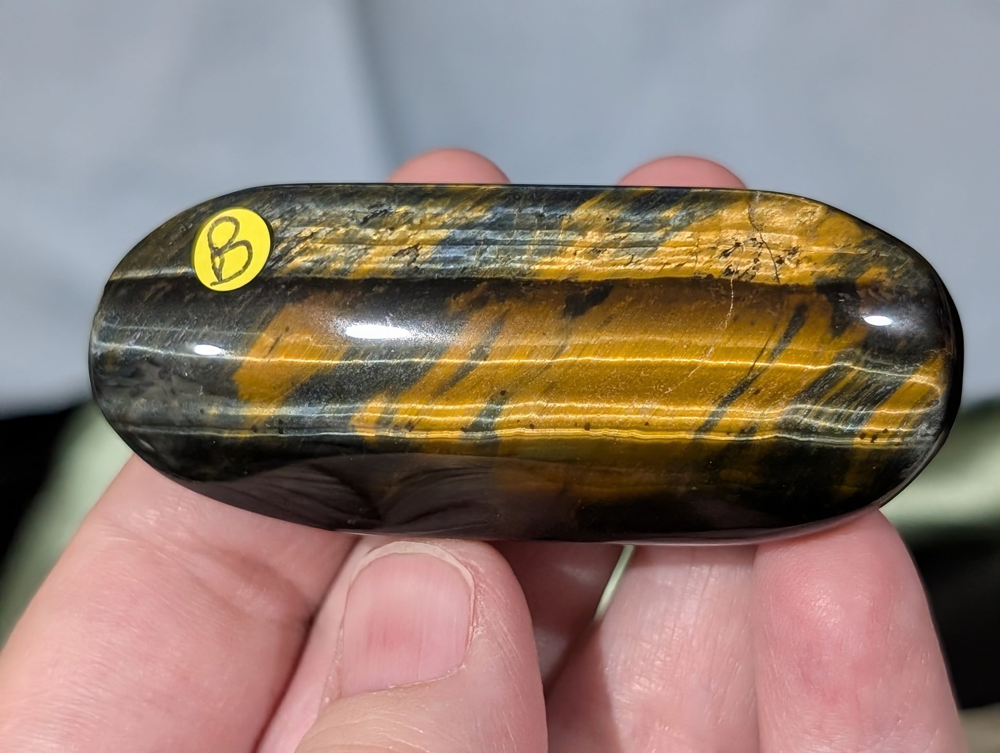 Flashy Tiger Eye Palm Stone