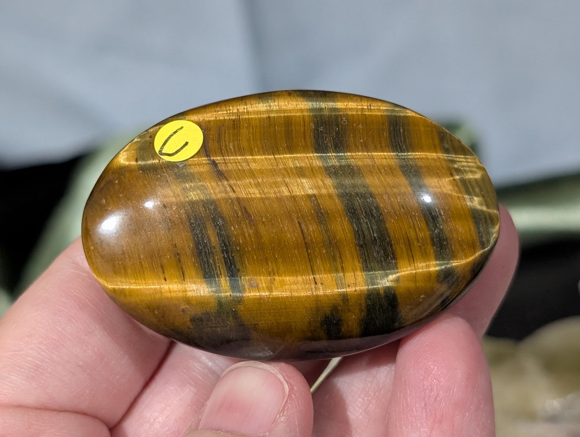 Flashy Tiger Eye Palm Stone