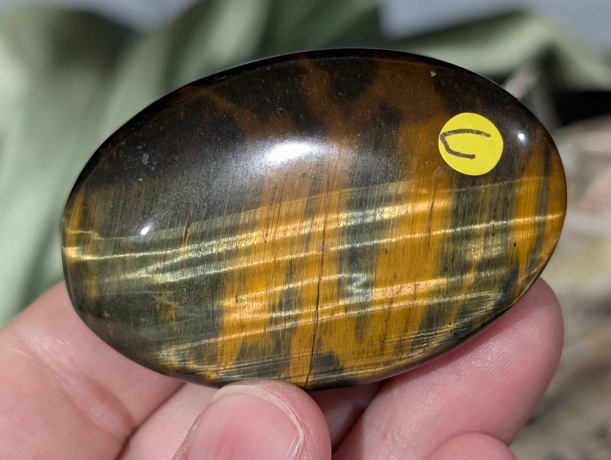 Flashy Tiger Eye Palm Stone
